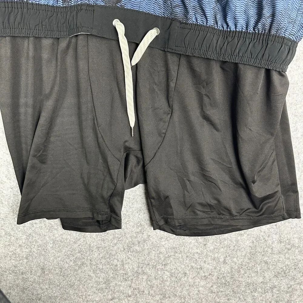 Vuori Trail Shorts Mens XXL Blue Lined Patterned Active Gym Pockets Workout 7